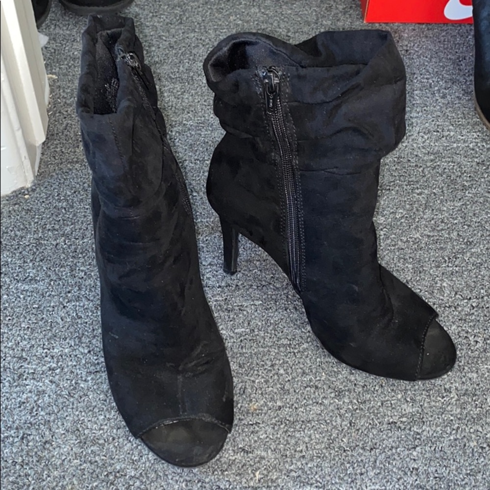 Black open toe booties